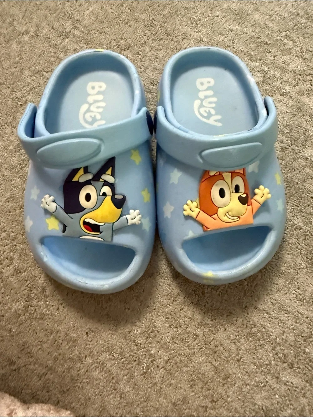 Blue Kids Cartoon Character Slide Sandals with Heel Strap